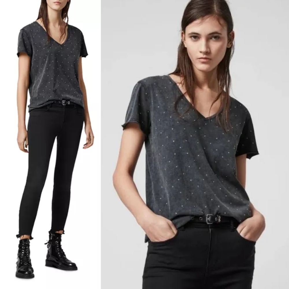 All Saints | NWT | Emelyn Budan Acid Wash T-shirt In Black